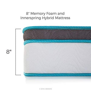 Linenspa 8 Inch Memory Foam and Innerspring Hybrid Mattress - Medium-Firm Feel - Cal King