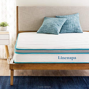 Linenspa 8 Inch Memory Foam and Innerspring Hybrid Mattress - Medium-Firm Feel - Cal King