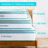 Linenspa 8 Inch Memory Foam and Innerspring Hybrid Mattress - Medium-Firm Feel - Cal King